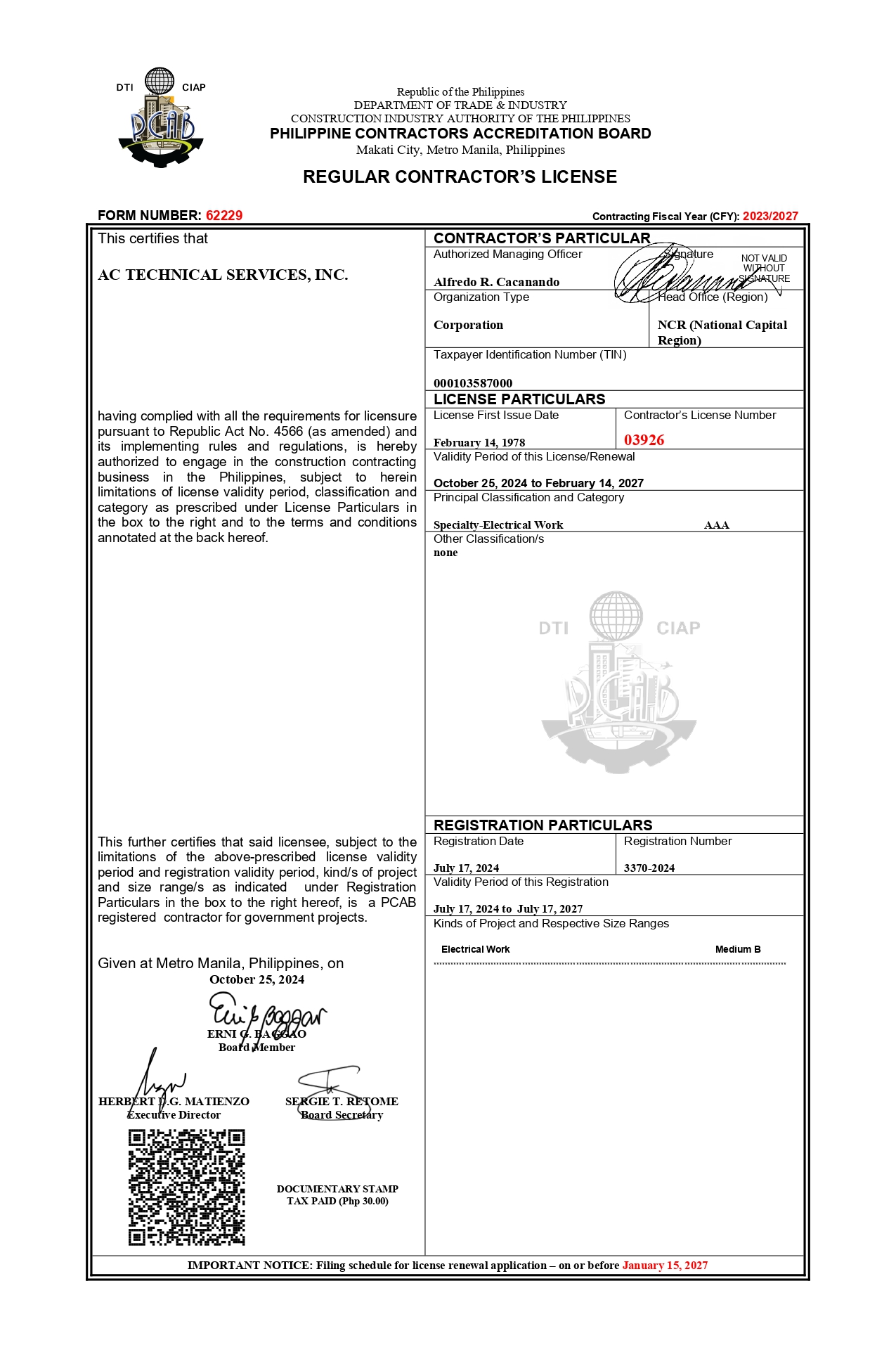 PCAB License